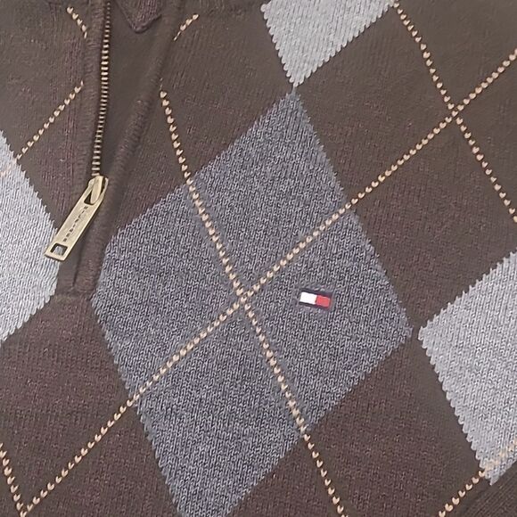 TOMMY HILFIGER NEW MOCK NECK WAFFLE KNIT BROWN SWEATER MEDIUM - Picture 4 of 7